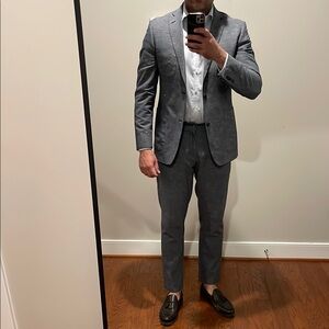 Men's Blue Linen Suit